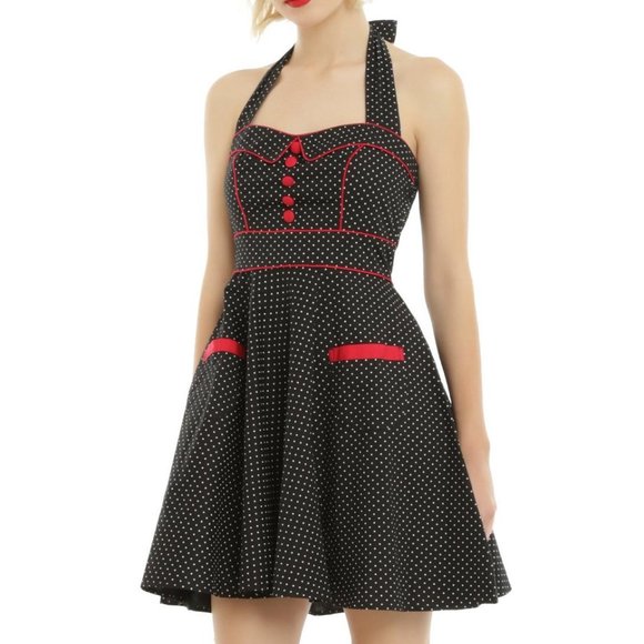 Hell Bunny Dresses & Skirts - Hell Bunny Black Polka Dot Vanity Halter Dress